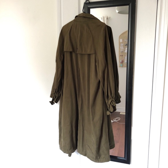 Chic Trendy Olive green trench coat - Picture 2 of 4